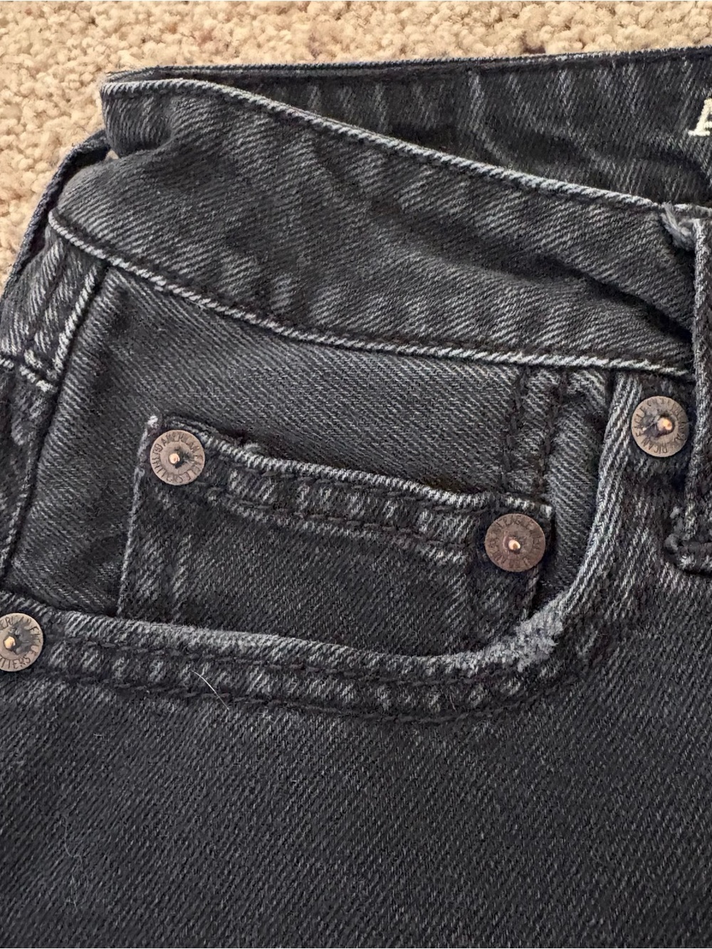 American Outfitters black Denim Mini Skirt Raw Hem women’s 4 - Picture 4 of 8